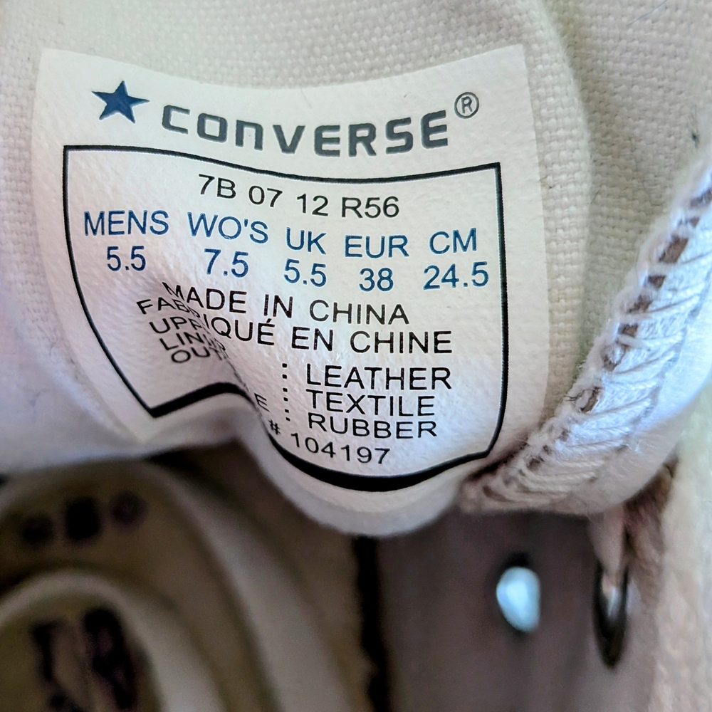 RARE Converse Chuck Taylor All Star Hi-Top Sneakers – White Leather - Women 7.5 - Picture 7 of 7